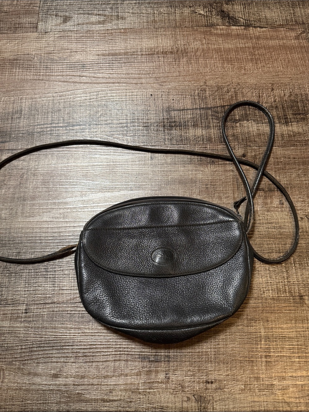 Longchamp Black Leather Crossbody Bag
